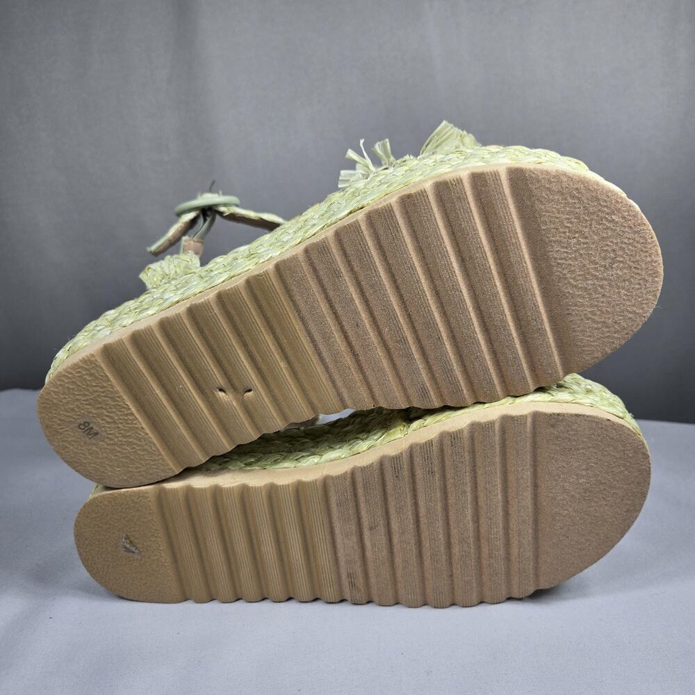 Beach Matisse Seashore Sandals Womens 8 Green Raffia Espadrille Wedge Platform - Picture 9 of 10